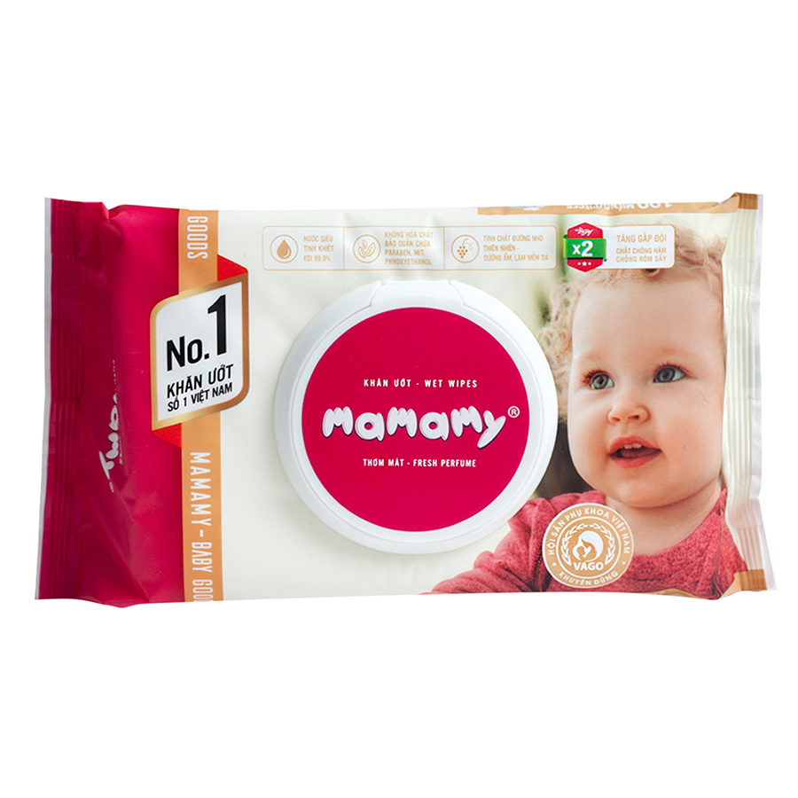 Khăn Giấy Ướt Hương Thơm Mát, Kháng Khuẩn An Toàn Cho Bé Mamamy - Hồng