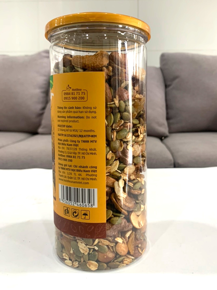 Hũ Granola vị tự nhiên siêu hạt siêu trái cây, ăn vặt, giảm cân 500g