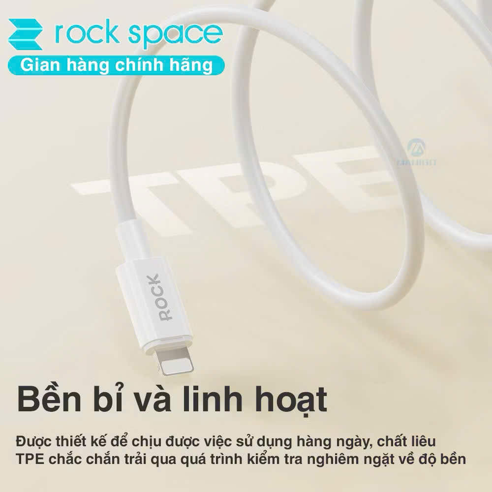 Dây cáp sạc nhanh PD 27W cho ip ROCKSPACE P8 dài 1m sạc nhanh ổn định không nóng máy - Hàng chính hãng bảo hành 12 tháng