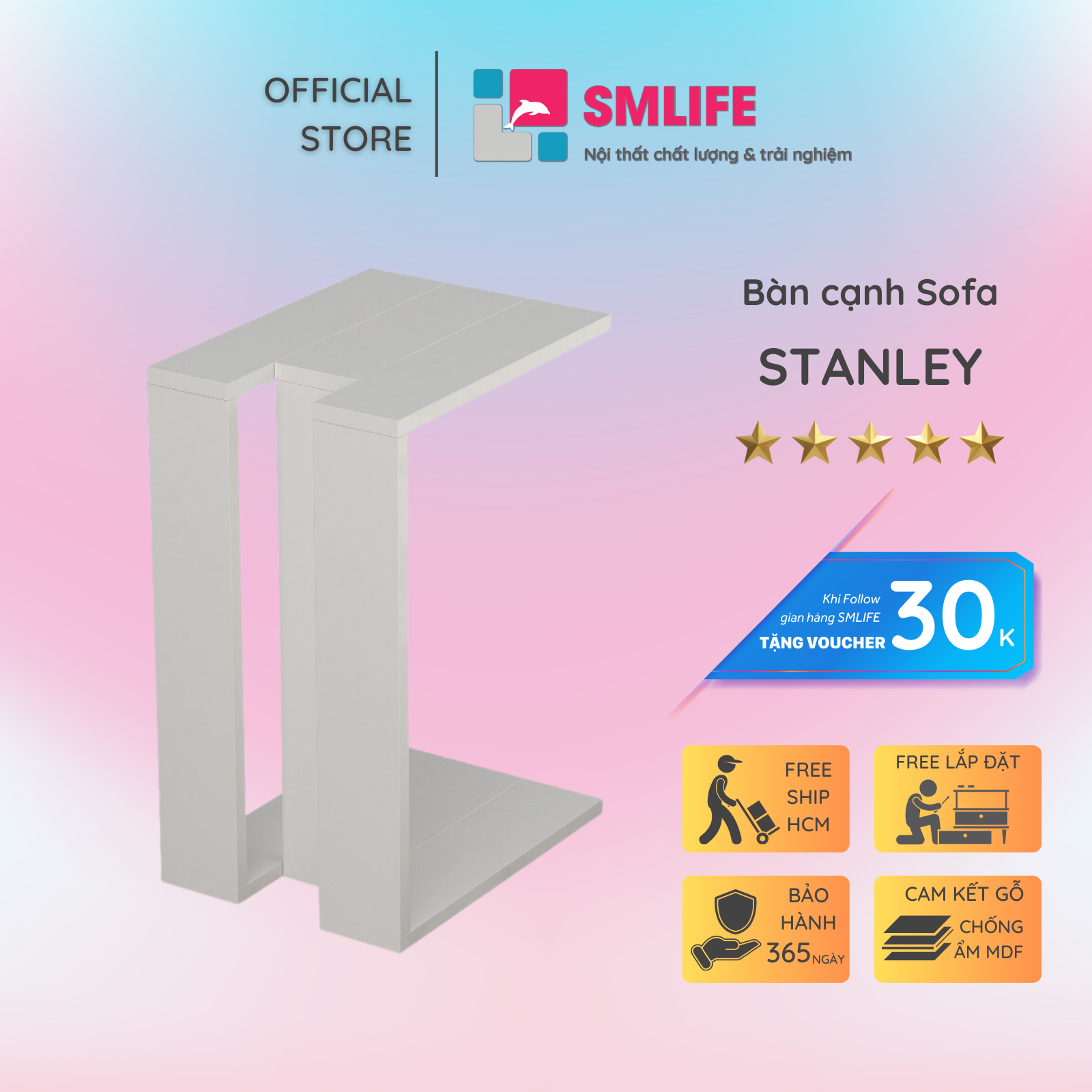 Bàn cạnh sofa SMLIFE Stanley