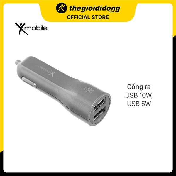 Sạc xe hơi 10W Dual USB Xmobile TS-C063S Xám - Hàng Chính Hãng