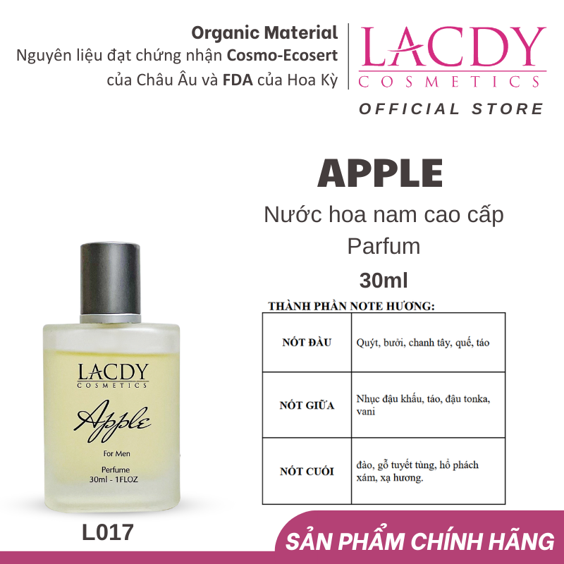 Nước hoa nam hương Táo Apple L017 (30ml)