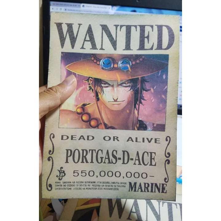 Bộ 3 tấm truy nã Ace Sabo Luffy tặng kèm Law trong onepiece wanted poster mỏng