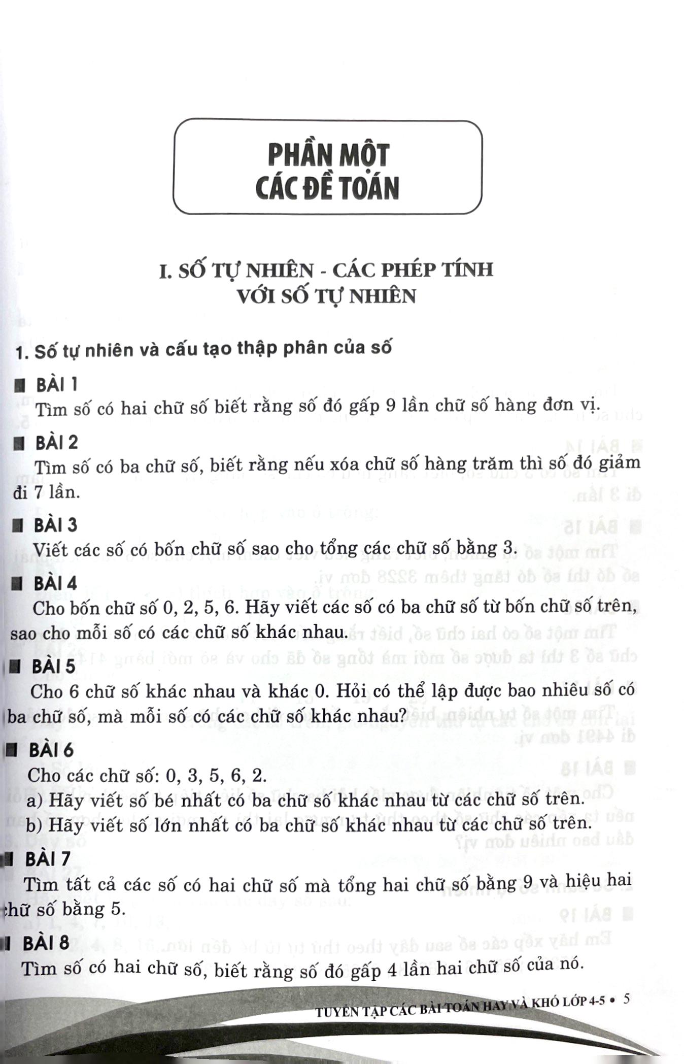 Tuyển Tập Các Bài Toán Hay Và Khó Lớp 4-5 (Theo Chương Trình Giáo Dục Phổ Thông Mới)