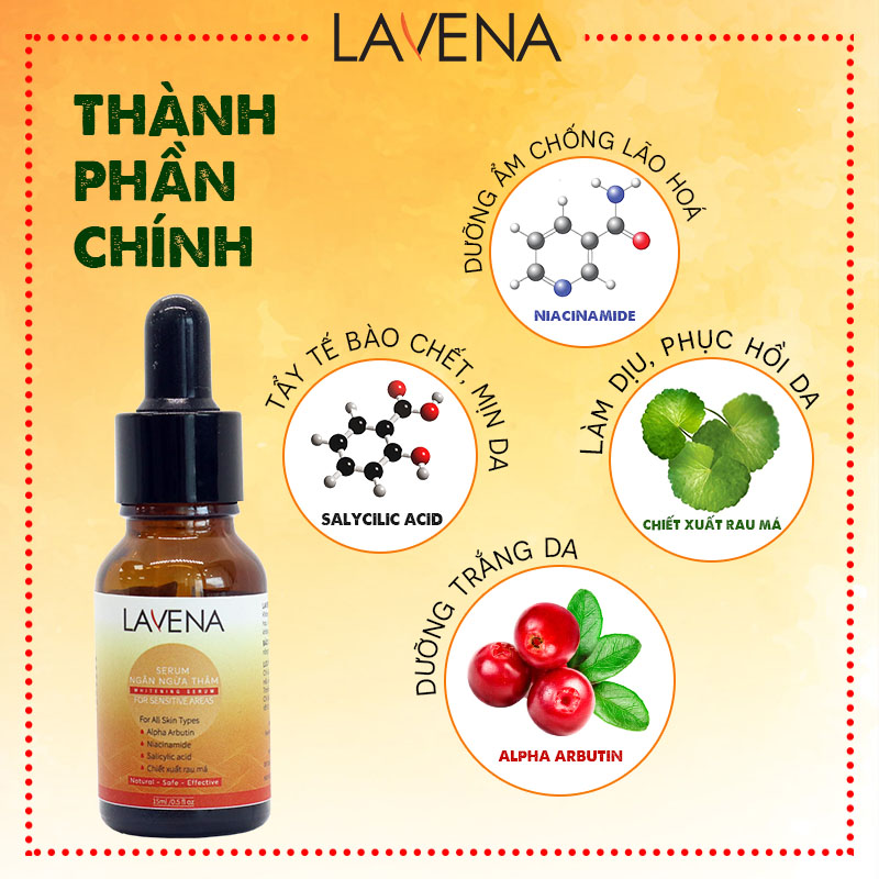 Serum ngừa thâm nách, bẹn, mông, khuỷu tay, đầu gối Lavena - Hết thâm, dưỡng trắng cho vùng da nhạy cảm.