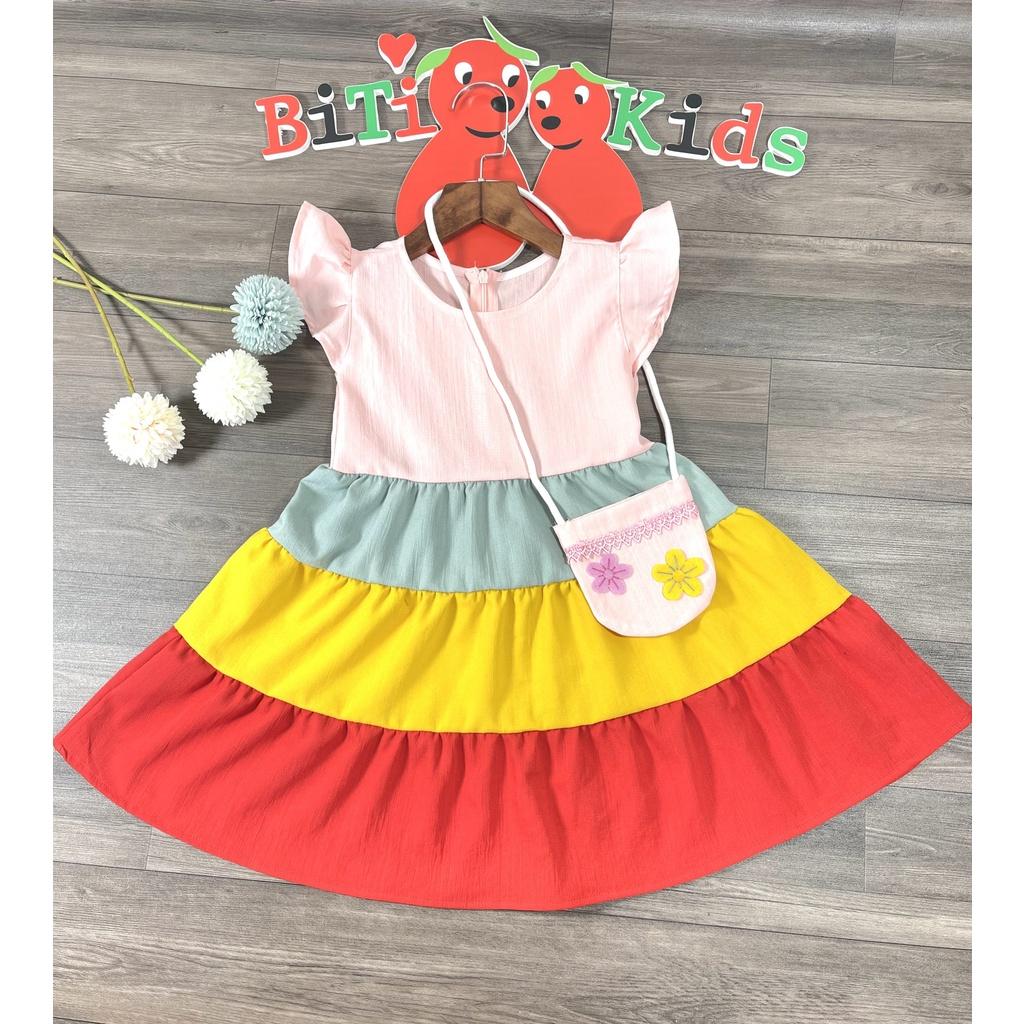 Váy trẻ em, đầm bé gái kèm túi siêu xinh MINAKIDS thiết kế cao cấp 4 màu size từ 0-8 tuổi