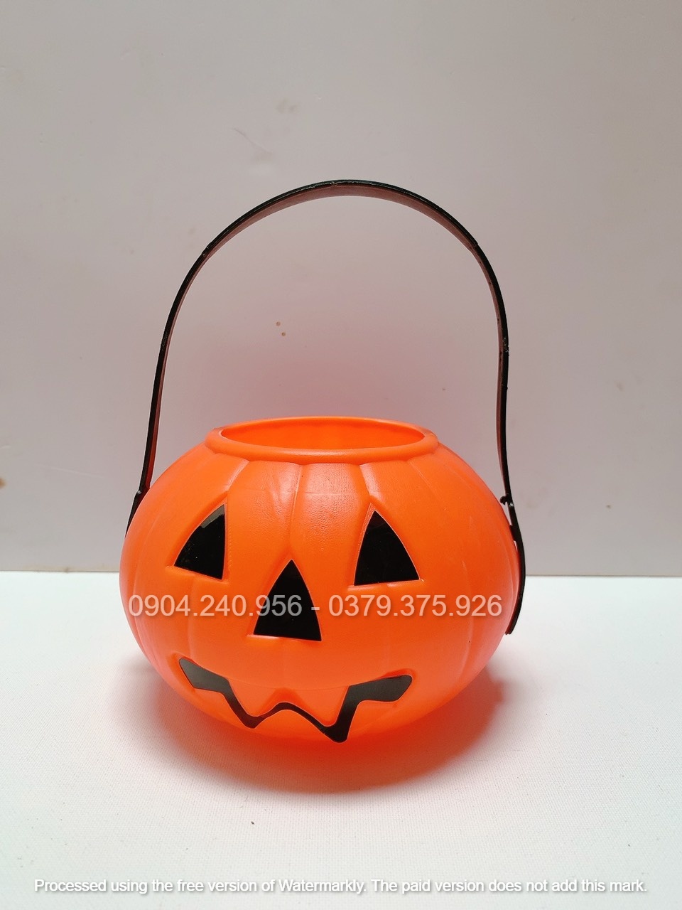 Giỏ xách đựng kẹo quả bí ngô Halloween cỡ to đường kính 16 cm