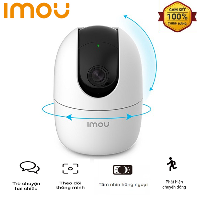 Camera IMOU Wifi A22EP phát hiện chuyển động thông minh, đàm thoại 2 chiều, hỗ trợ khe cắm thẻ nhớ 256GB - Hàng chính hãng