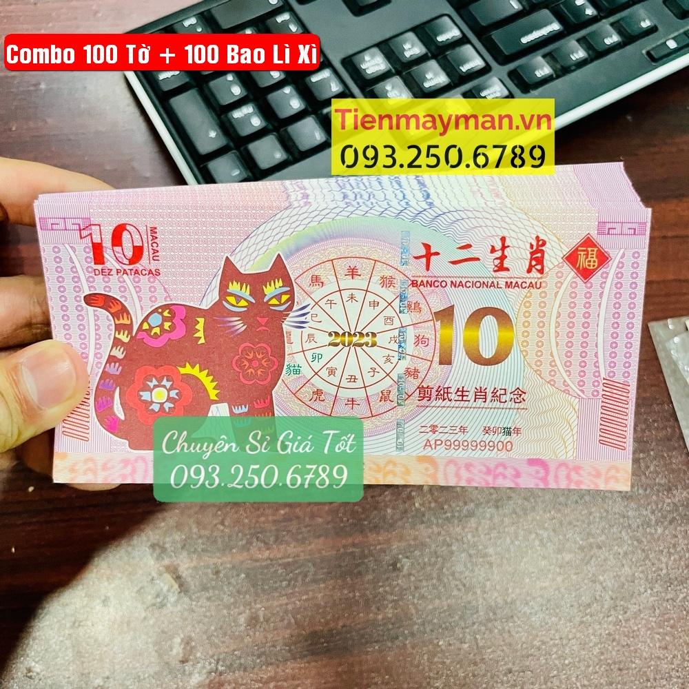 Combo 100 tờ tờ Macao 10 in hình con Mèo để lì xì tết -  lì xì Tết 2023