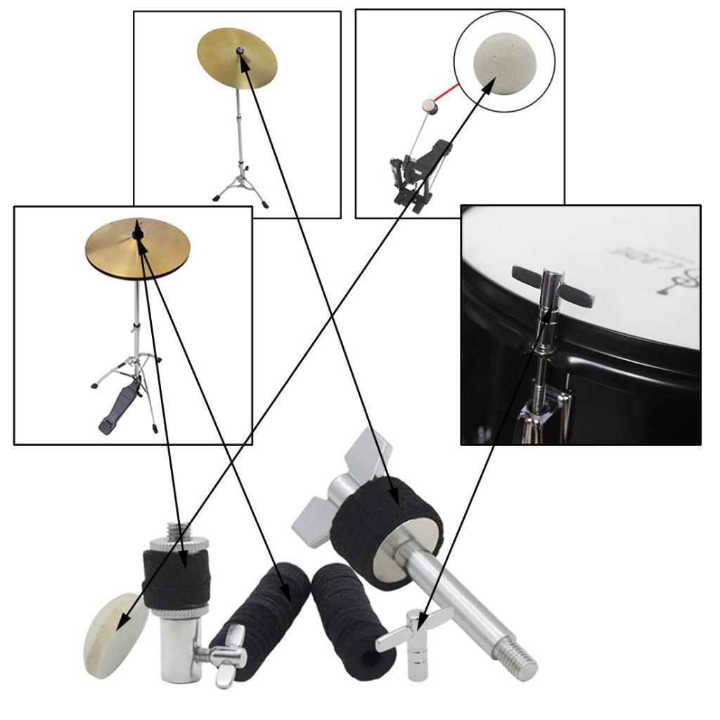 Drum Kit Parts Hi-hat Stand Screw+Drum Key+Cymbal Clutch+Pedal Beater Hammer Head+Cymbal Felt Pads