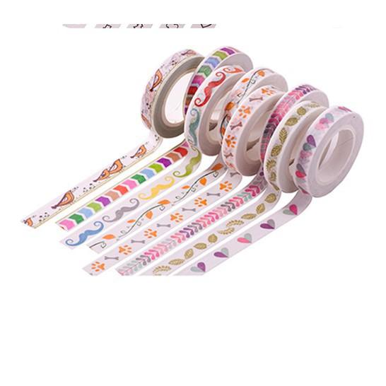 Băng Keo Giấy Trang Trí Washi Tape Trang Trí Sổ Chia Dòng 8Mm