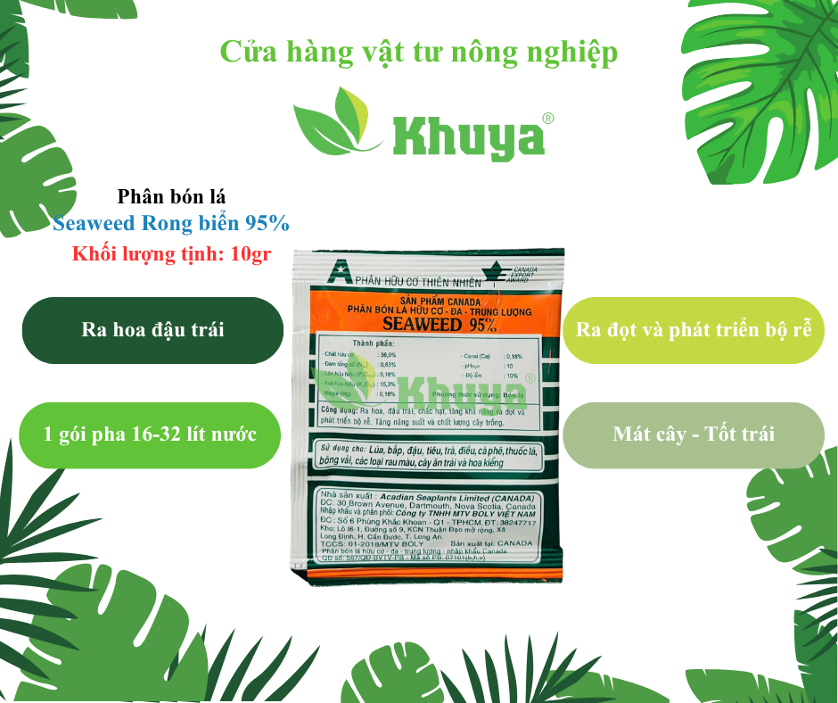 1 Gói Phân bón lá hữu cơ Seaweed Rong biển Canada 95%