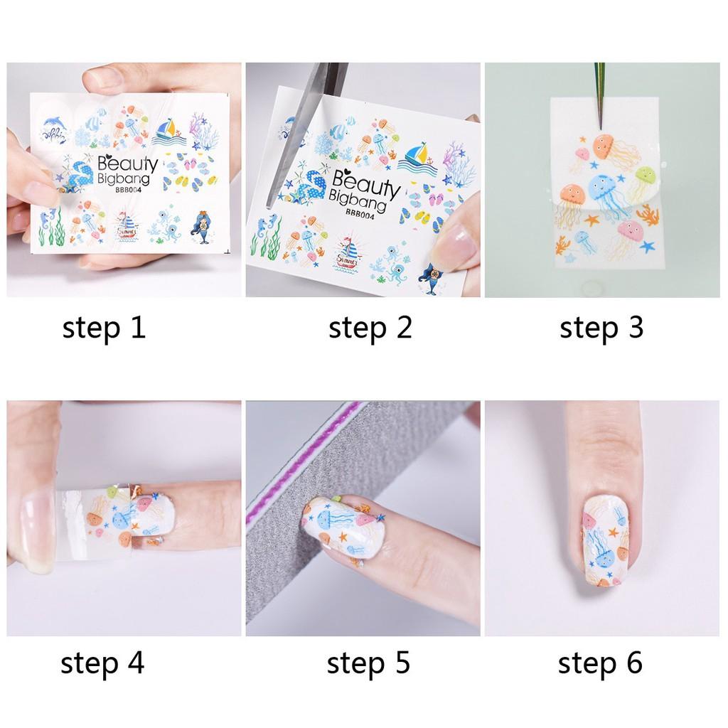 Set 1/5 nhãn dán kiểu dáng đẹp mắt dùng trang trí cho móng tay
