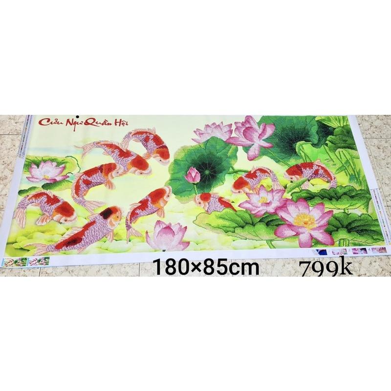 Tranh đính đá cửu ngư quần hội Y8248