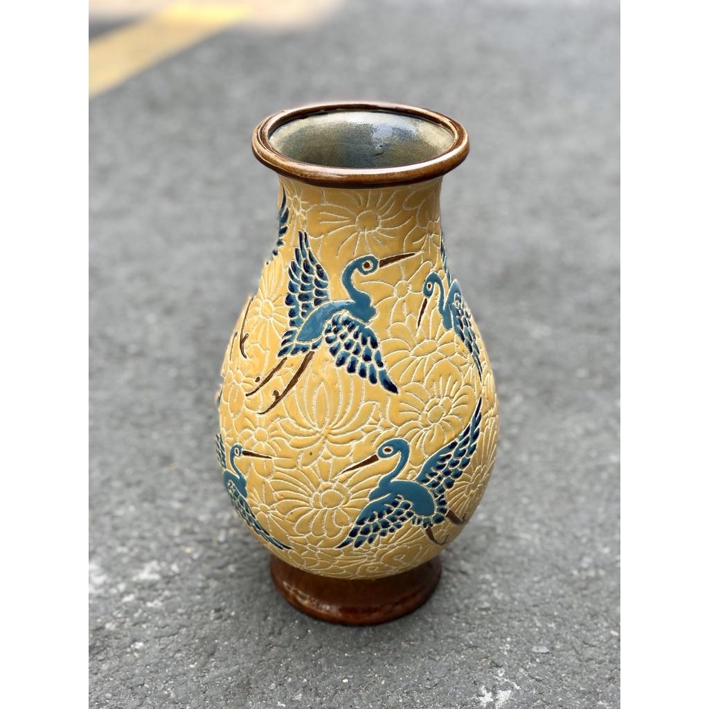 Bình hoa chim hạc gốm sứ thủ công Nam bộ trang trí decor cắm hoa HN