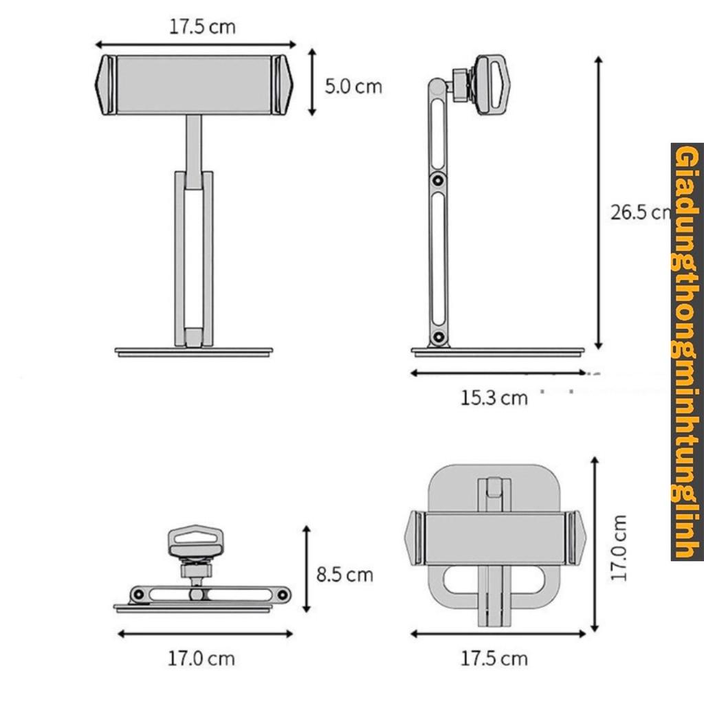 Giá Đỡ Điện Thoại 3 Khớp Xoay 360 Độ Tích Hợp Đầu Hút Chân Không Siêu Mạnh - Kệ Điện Thoại Gấp Gọn Đa Năng hợp kim nhôm