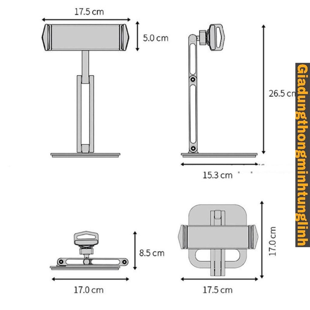 Giá Đỡ Điện Thoại 3 Khớp Xoay 360 Độ Tích Hợp Đầu Hút Chân Không Siêu Mạnh - Kệ Điện Thoại Gấp Gọn Đa Năng hợp kim nhôm