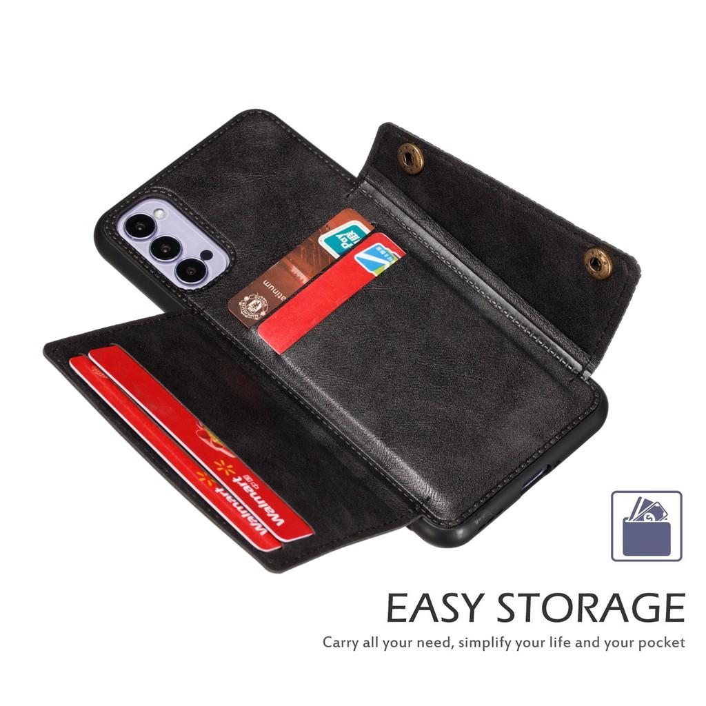 Ốp lưng da ví gập cho Oppo Reno4 Reno3 Pro Reno2 Reno Z Find X2 Lite Fine X2