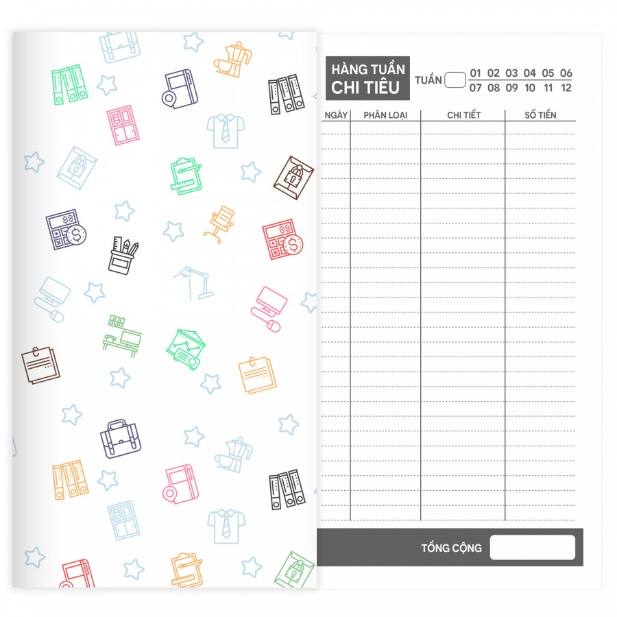 Sổ tay planner &quot;Giữ tiền&quot; 21x11 Bìa đồ vật ghi tiết kiệm, thu chi, tài chính, chi tiêu
