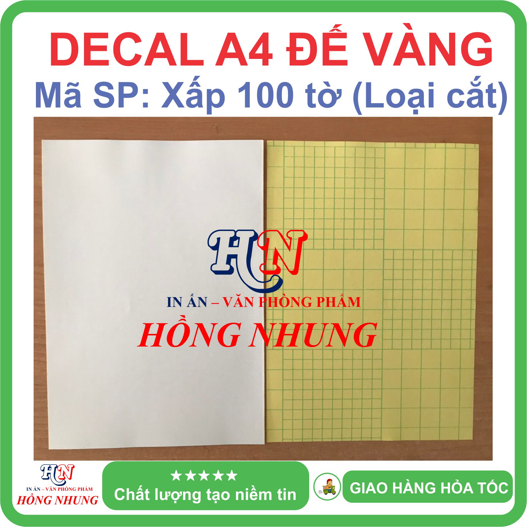 [HỒNG NHUNG] Xấp 100 tờ Decal A4 Đế Vàng (loại cắt), chất lượng và tiết kiệm