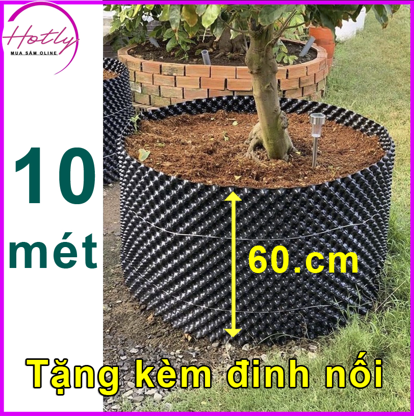 10 MÉT Bầu ươm cây V6 CAO 60CM dày 6mm, cắt theo mét dài khách đặt, tặng ốc vít-77903