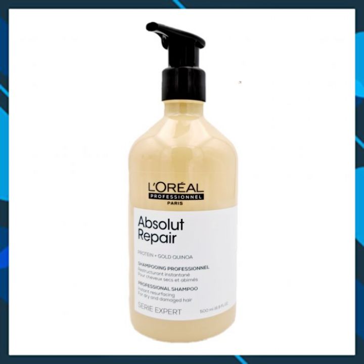 Dầu gội L'OREAL SERIE EXPERT Absolut Repair Shampoo Gold Quinoa phục hồi tóc hư tổn (New 2021) 500ml