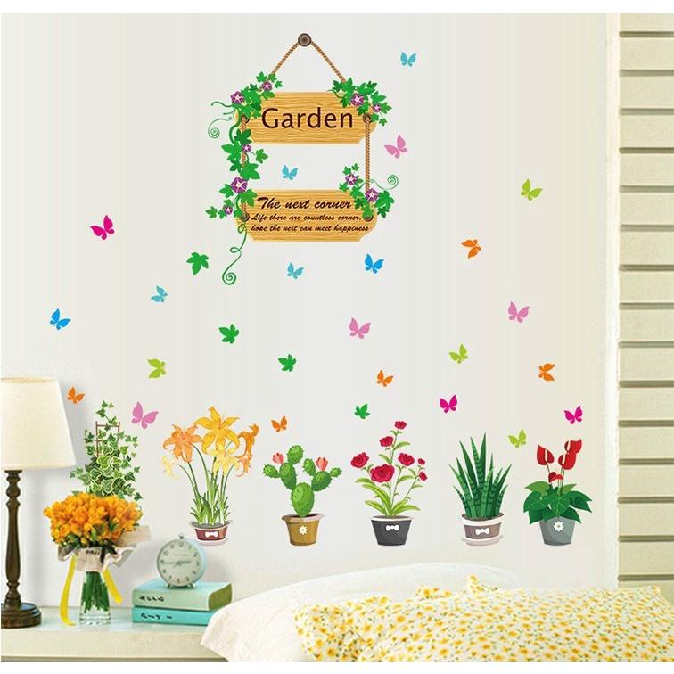 DECAL DÁN TƯỜNG TRANG TRÍ chi tiết KHU VƯỜN SẮC MÀU GARDEN