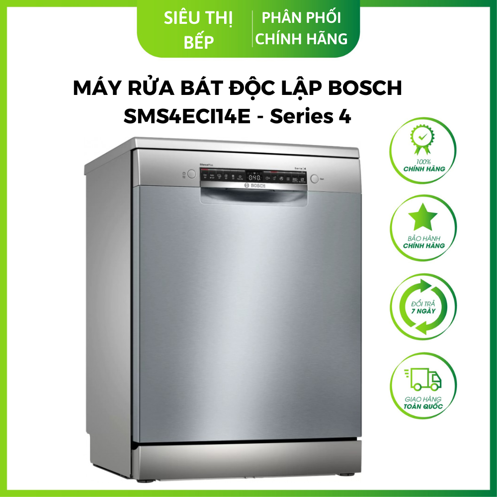 Máy rửa bát đọc lập Bosch SMS4ECI14E Series 4  - Máy rửa bát 13 bộ chén bát - Hàng Chính Hãng