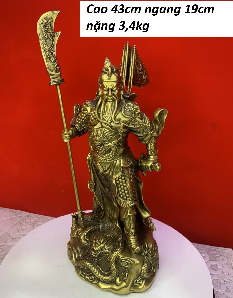 Tượng quan công, quan vân trường 5 cờ bằng đồng MS246