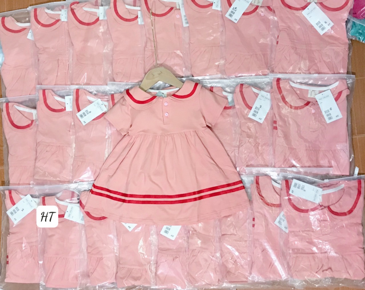 VÁY HỒNG CỔ SEN CHO BÉ GÁI