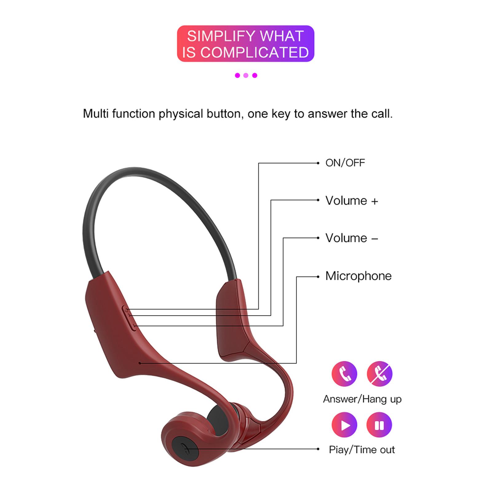 Tai nghe Bluetooth 5.0 kiểu dáng xương không dây 8GB có micrô cho điện thoại thông minh máy tính bảng H10 Bone Conduction Headset