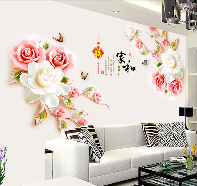 DECAL DÁN TƯỜNG HOA HỒNG TRẮNG - HP530