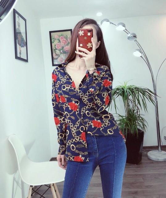 Áo hoa hồng cổ đức size S