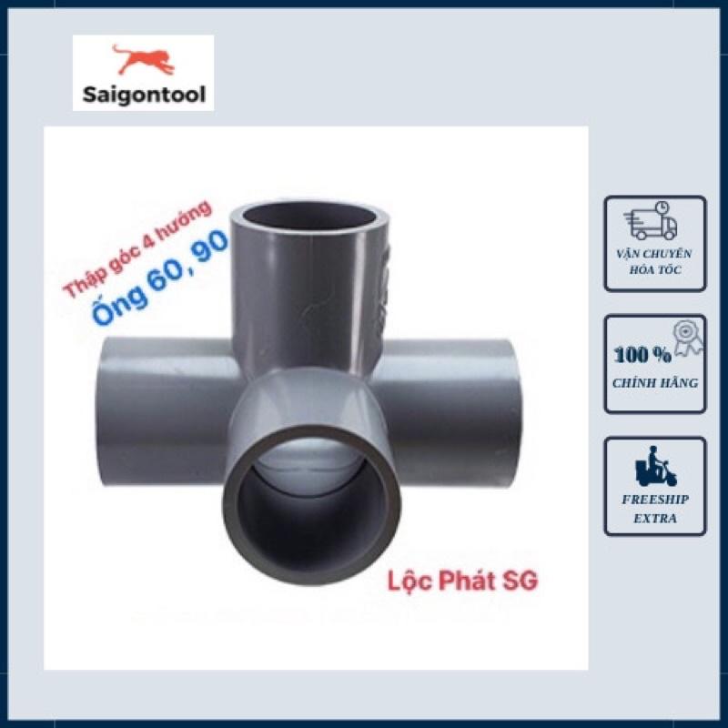 Chữ thập góc PVC, Co góc 4 nhánh phi 49, 60, 90, phụ kiện ống nước PVC