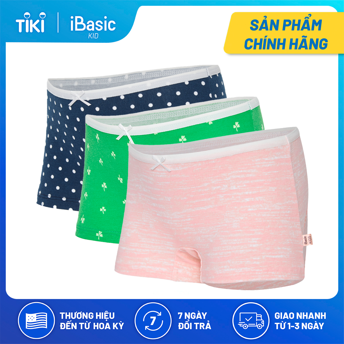 Combo 3 quần lót bé gái cotton iBasic PANG017