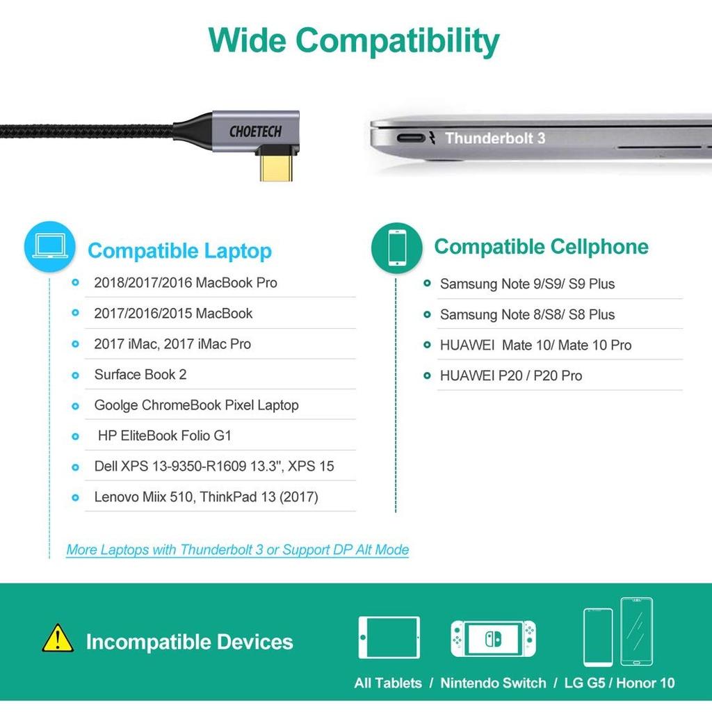 Cáp chuyển từ Type C đầu ngang sang HDMI CHOETECH XCH-1803