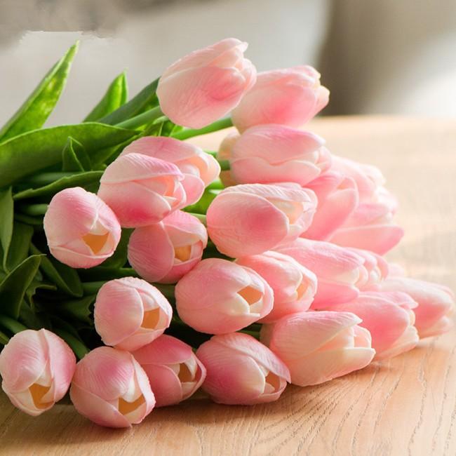 Combo 10 cành Hoa Tulip - Hoa lụa - hoa giả trang trí nhà cửa, văn phòng, tiệc cưới hội nghị