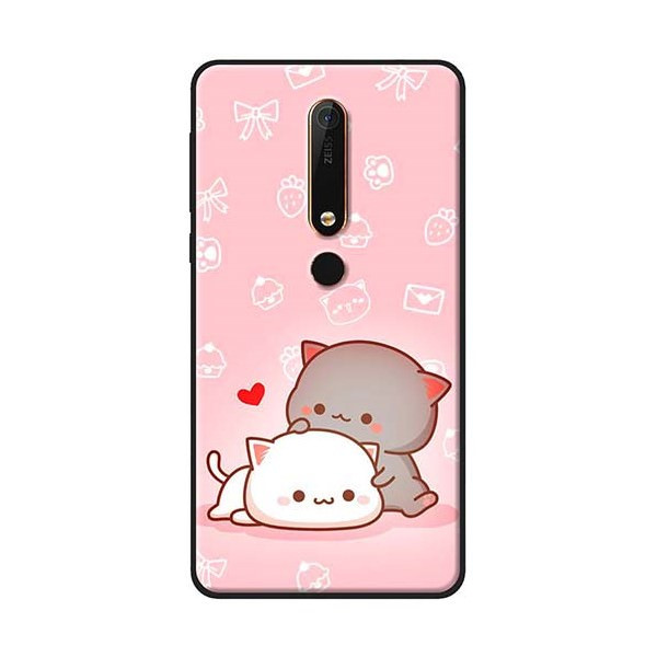 Ốp Lưng Dành Cho Nokia 6  - Mèo Mập Nền Hồng