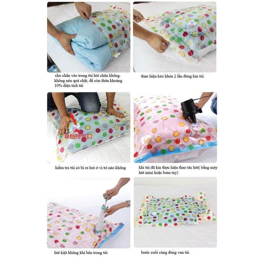 Bộ 8 túi hút chân không cất chăn màn, quần áo siêu gọn