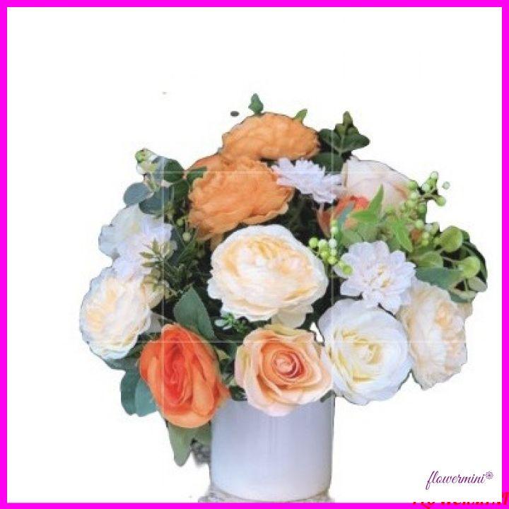 Hoa giả decor, bình hoa bồ công anh mix trang trí phòng khách, nhà hàng, văn phòng đẹp Flowermini LH-06