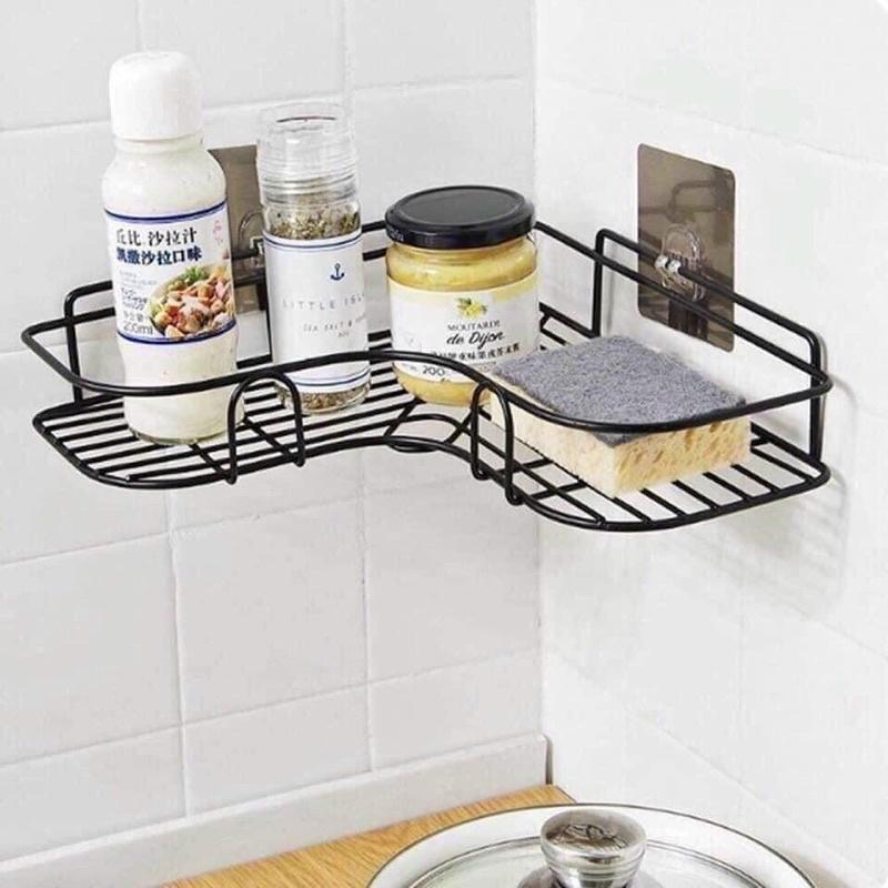 Kệ góc sắt đen - kệ góc nhựa dán tường chịu lực tốt