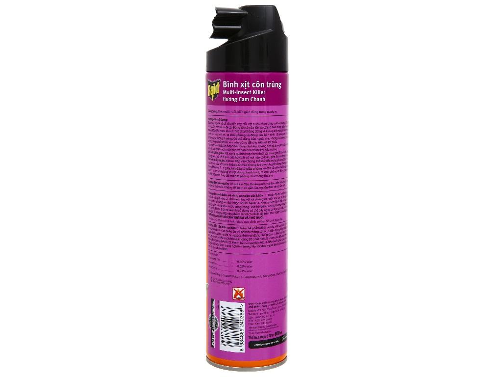 Bình xịt côn trùng Raid Hương cam&chanh 600ml