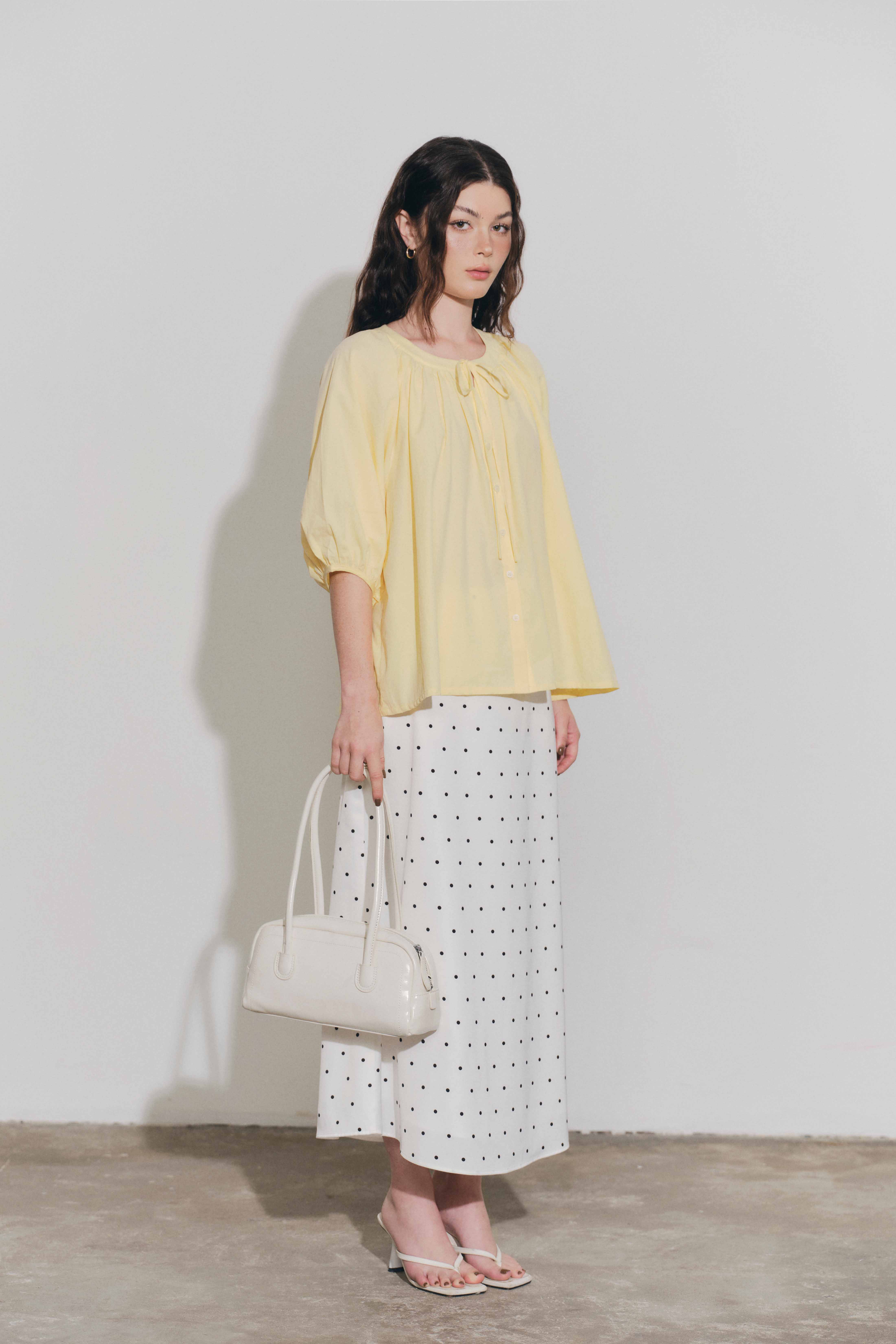 DOTTIE - Chân váy lụa midi - Trắng - S0292