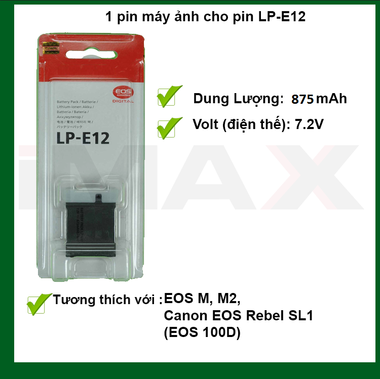 PIN THAY THẾ CHO PIN MÁY ẢNH CANON LP-E12