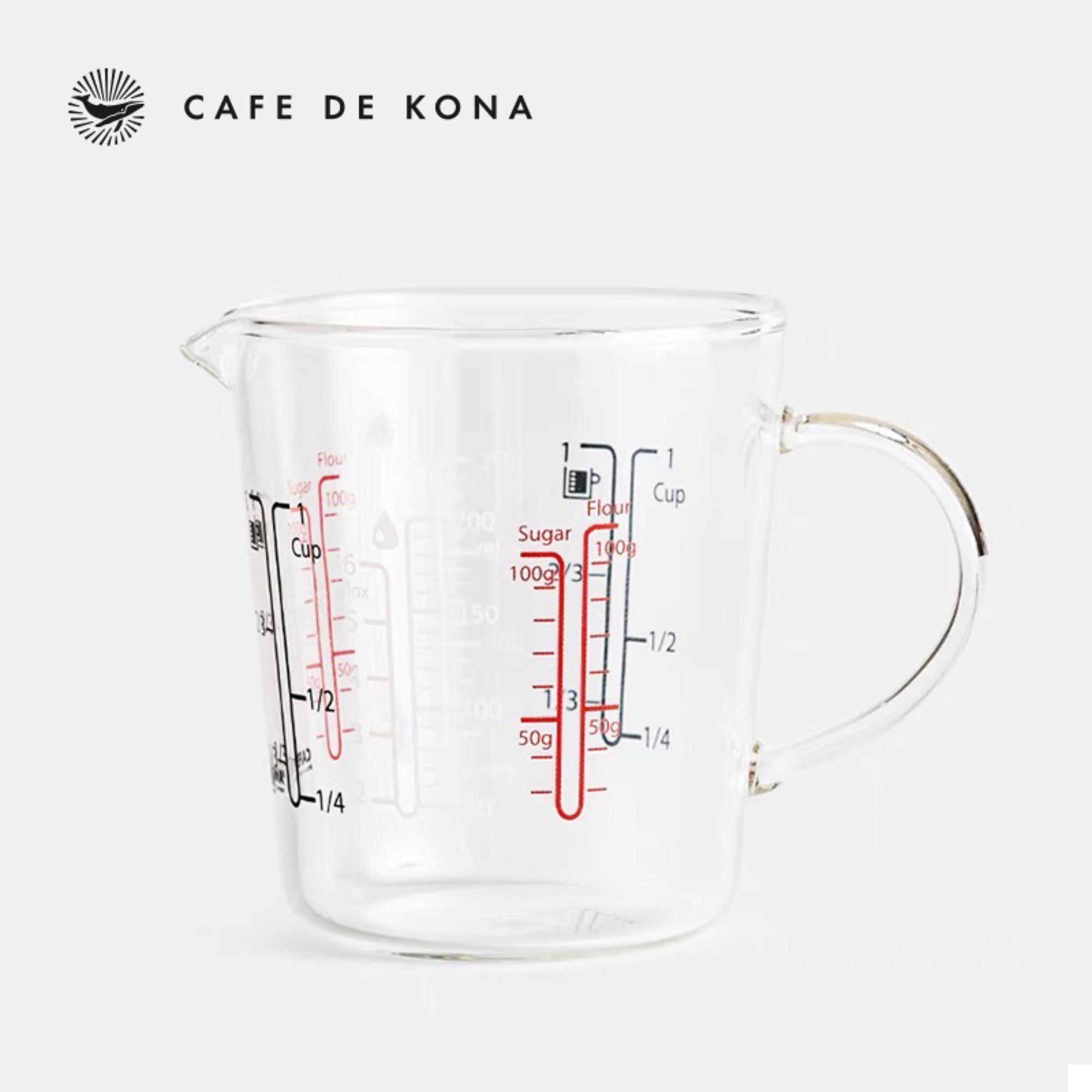 Ca ly thủy tinh có vạch đong pha chế 200ml CAFE DE KONA
