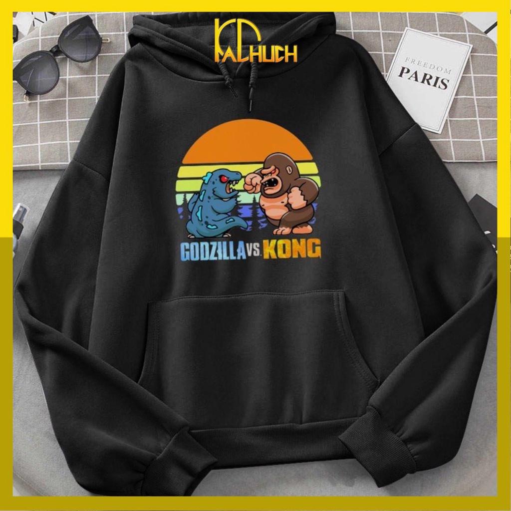 ÁO HOODIE UNISEX IN HOT TREND KING KONG CHẤT LIỆU NỈ BÔNG SIZE TỪ 35-70kg