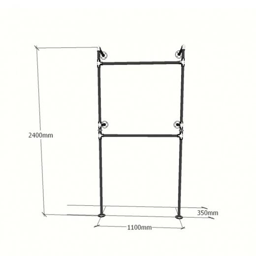 Kệ ống nước treo quần áo, Giá treo đồ gắng tường 2 tầng Decor Shop quần áo, quán cafe