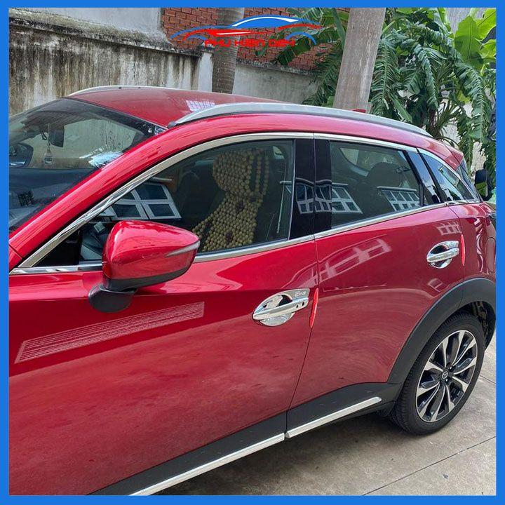 Bộ nẹp viền chân kính cong kính Mazda CX-3 CX3 2021-2022-2023 Inox sáng bóng chuẩn form xe