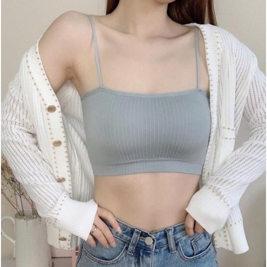 Áo Bra Croptop Hai Dây Với Đệm Ngực Gợi Cảm Dành Cho Nữ