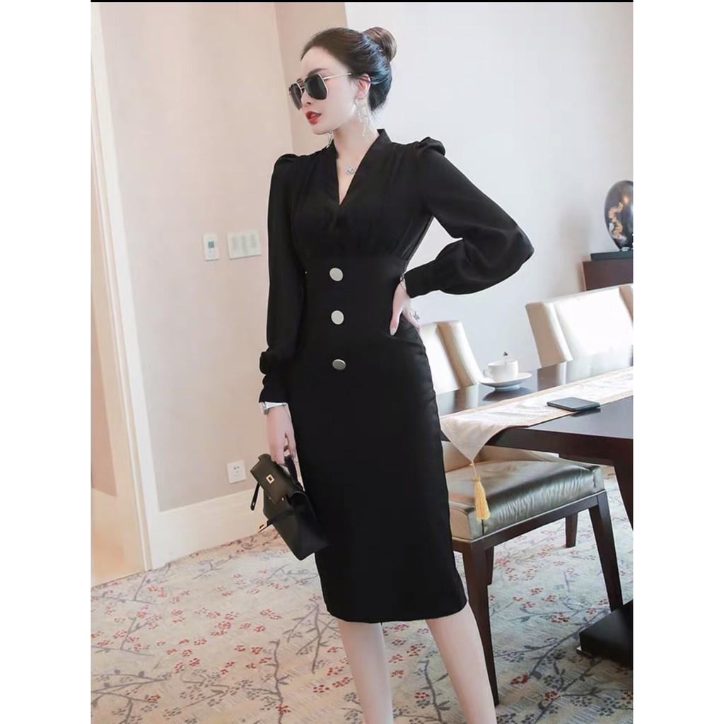 ĐẦM ÔM ĐEN TAY PHỒNG SANG TRỌNG